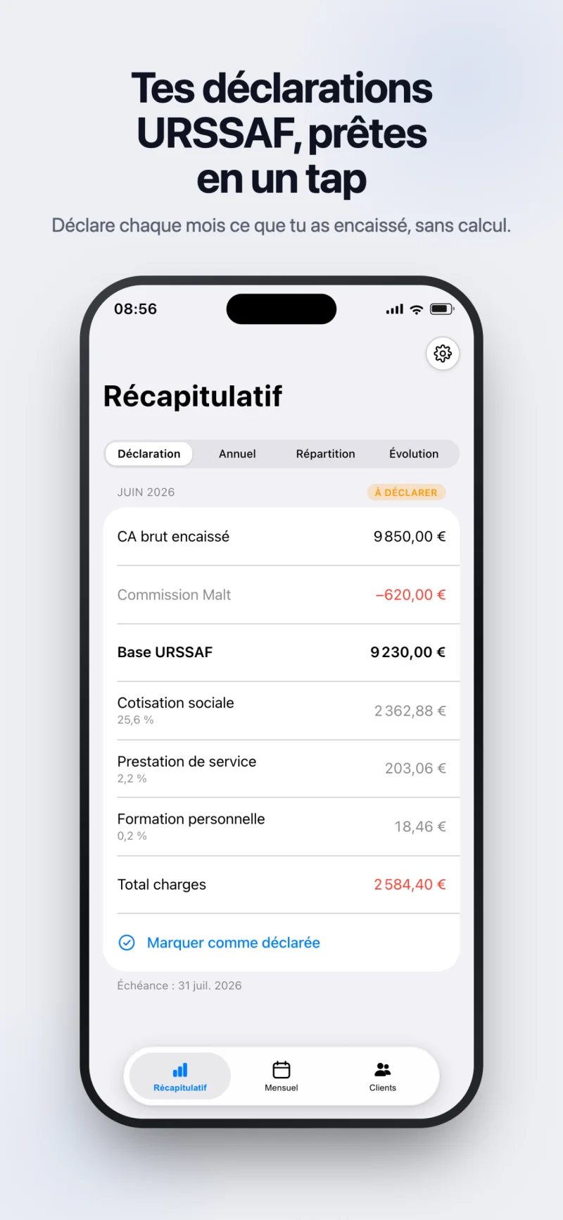 Déclaration URSSAF de juin