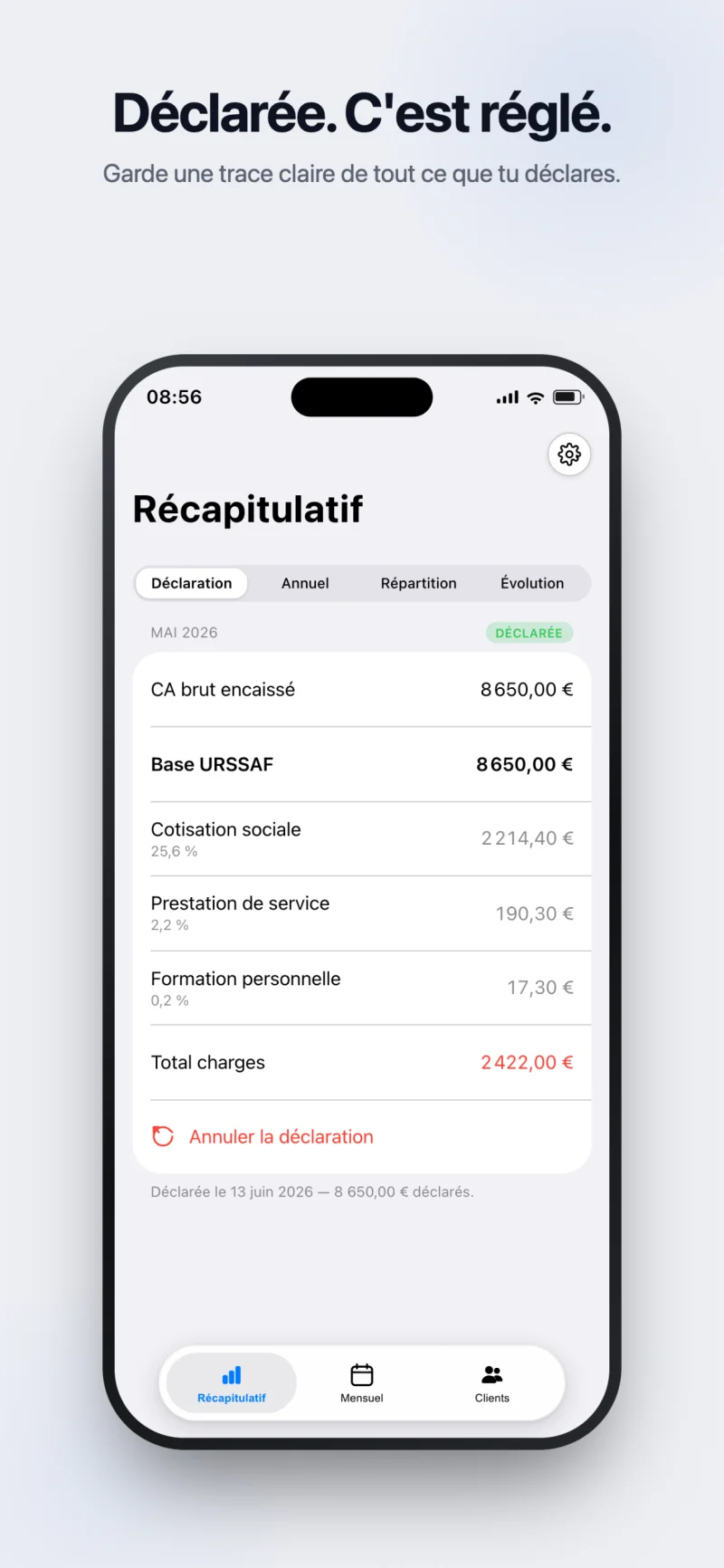 Déclaration URSSAF de mai