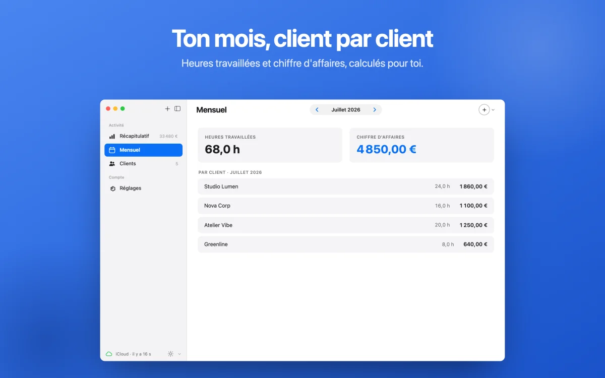 Récapitulatif mensuel sur Mac