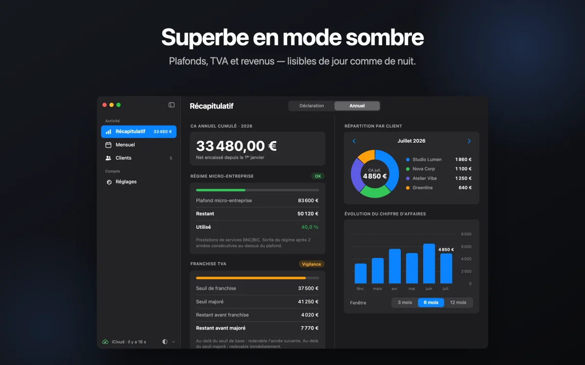 Récapitulatif annuel en mode sombre sur Mac