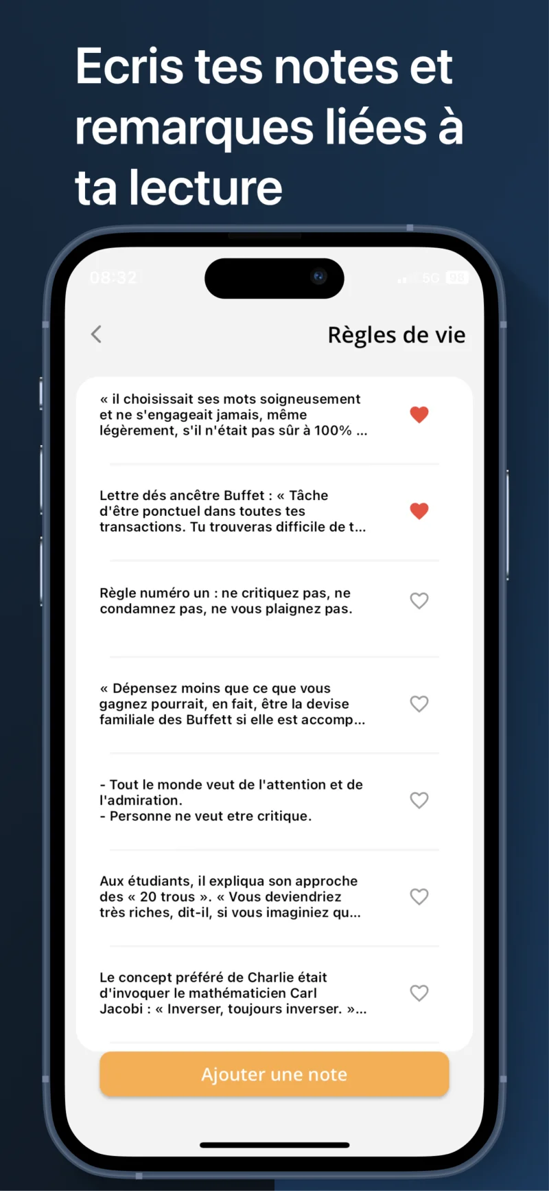 Liste des notes